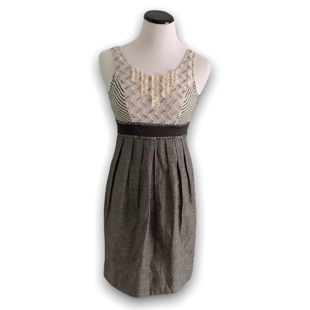 EUC Gray and Cream Pleated Hype Dress